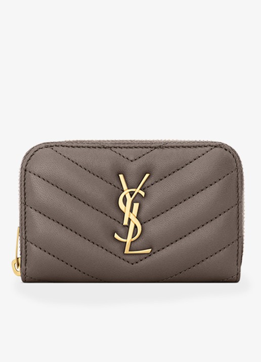 Saint Laurent Cassandre portemonnee van lamsleer - voorkant 4 taupe