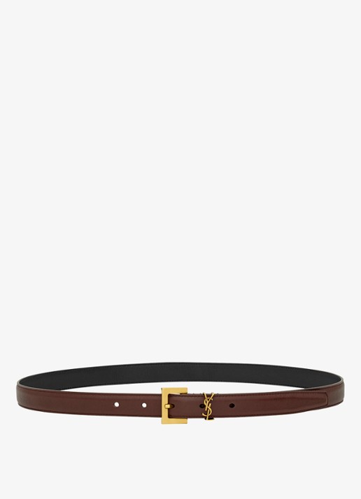 Saint Laurent Cassandre riem van kalfsleer - detail bruin