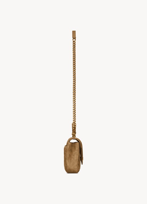 Saint Laurent College Medium crossbodytas van kalfssuède - detail 3 beige