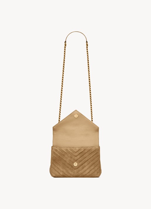 Saint Laurent College Medium crossbodytas van kalfssuède - detail 4 beige