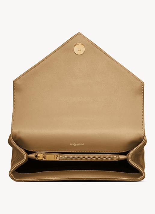 Saint Laurent College Medium crossbodytas van kalfssuède - detail 5 beige
