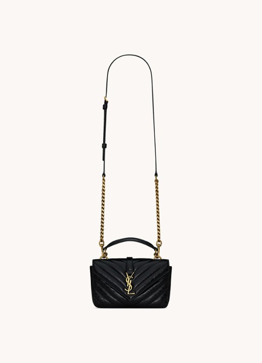 Saint Laurent College Mini handtas van kalfsleer - voorkant 3 zwart