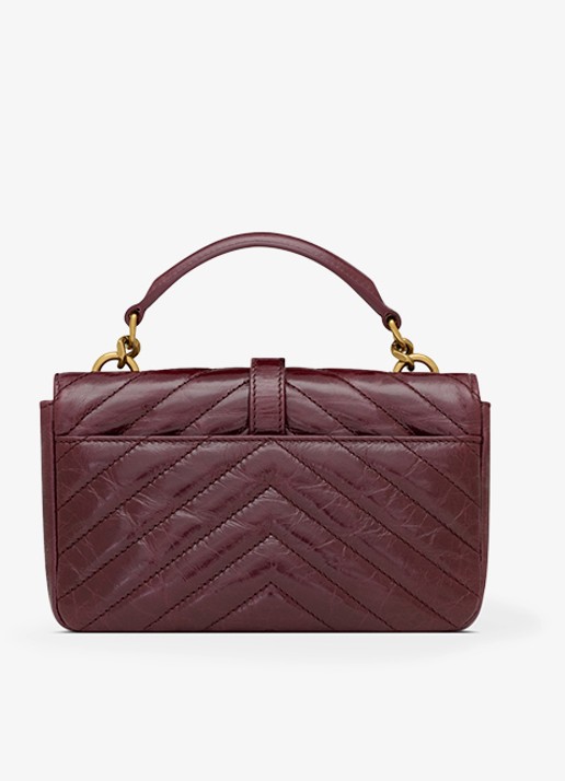 Saint Laurent College Mini handtas van kalfsleer - achterkant bordeauxrood