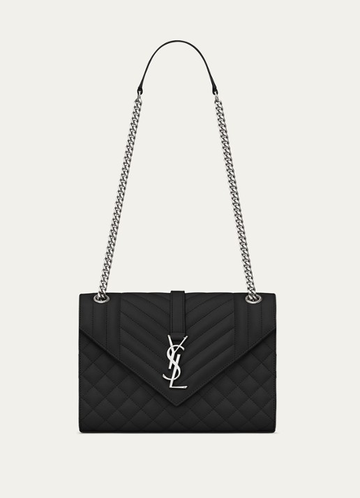 Saint Laurent Envelope Medium schoudertas van kalfsleer - voorkant zwart