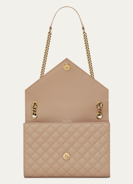 Saint Laurent Envelope Medium schoudertas van kalfsleer - detail 4 beige