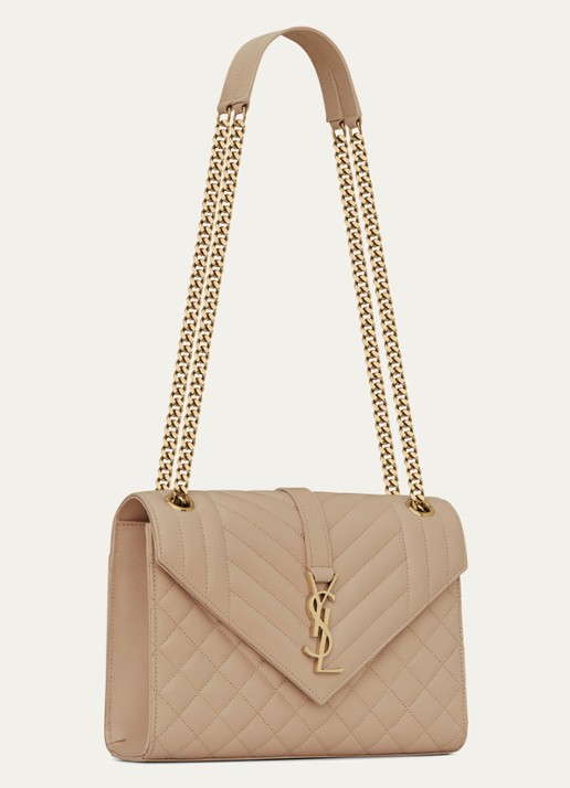 Saint Laurent Envelope Medium schoudertas van kalfsleer - detail 5 beige