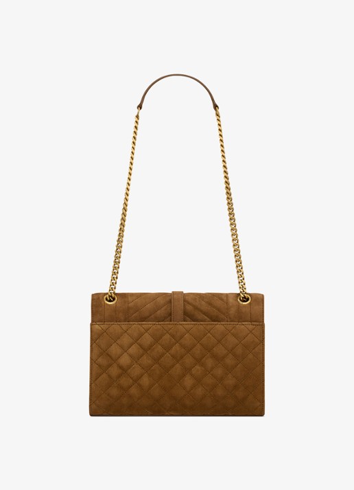 Saint Laurent Envelope Medium schoudertas van kalfssuède - achterkant 6 bruin