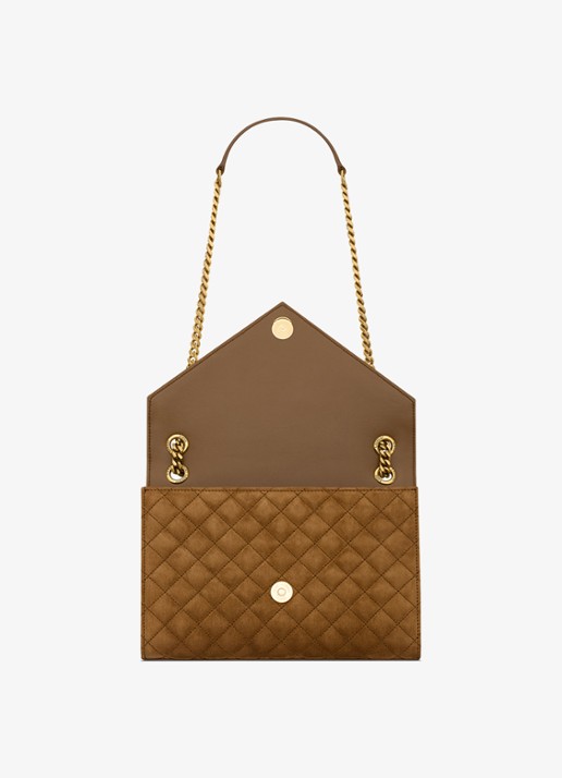 Saint Laurent Envelope Medium schoudertas van kalfssuède - detail 4 bruin