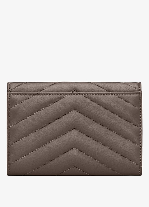 Saint Laurent Envelope Small portemonnee van lamsleer - achterkant 2 grijs