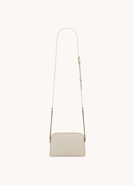 Saint Laurent Gaby clutch van lamsleer met schouderriem - detail 2 creme