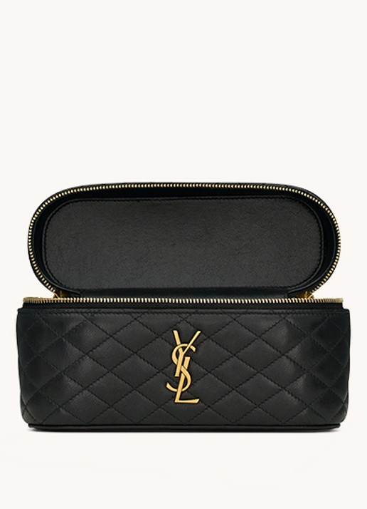 Saint Laurent Gaby Mini toilettas van quilted lamsleer - detail 2 zwart