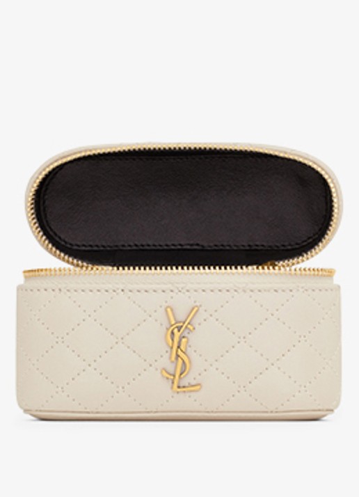 Saint Laurent Gaby Vanity Micro handtas van lamsleer - detail 6 gebroken wit