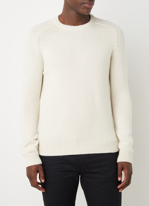 Saint Laurent Grofgebreide pullover van kasjmier - detail 3 gebroken wit