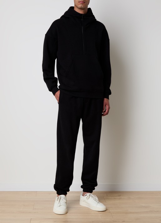 Saint Laurent Hoodie met halve rits en logo - voorkant 6 zwart