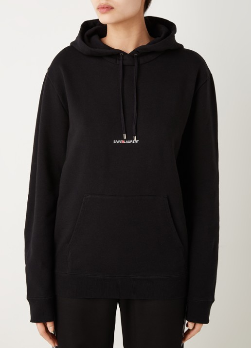 Saint Laurent Hoodie met logo - detail zwart