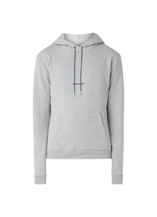 Saint Laurent Hoodie met logoprint - voorkant lichtgrijs