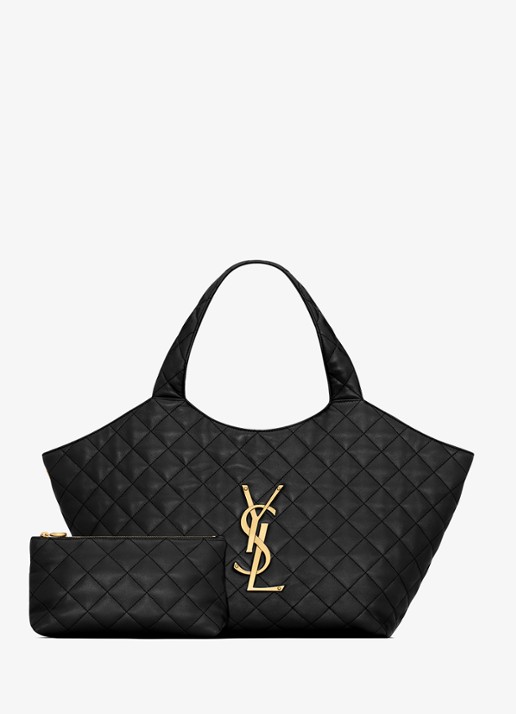 Saint Laurent Icare Medium shopper van lamsleer - detail 3 zwart