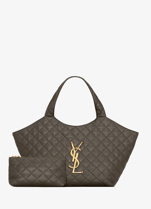 Saint Laurent Icare Medium shopper van lamsleer - detail 3 bronsgroen