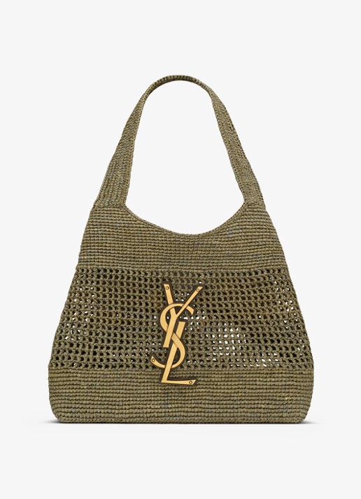 Saint Laurent Icare Medium shopper van raffia - detail 3 groen