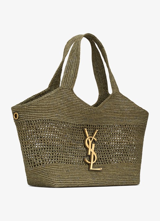 Saint Laurent Icare Medium shopper van raffia - detail 4 groen