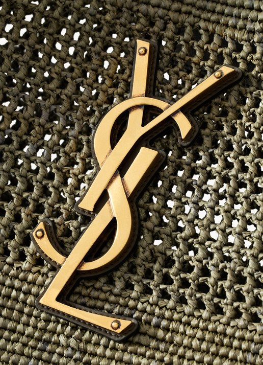 Saint Laurent Icare Medium shopper van raffia - detail 6 groen