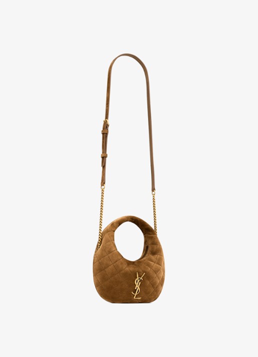 Saint Laurent Icarino Mini handtas van kalfssuède - detail 3 bruin