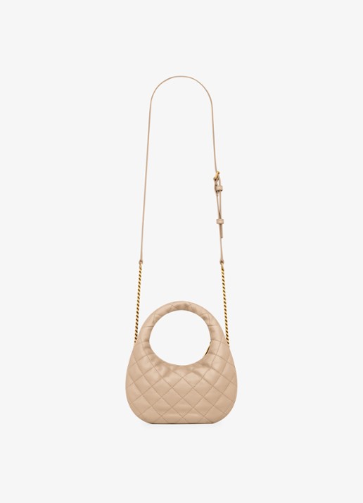 Saint Laurent Icarino Mini handtas van lamsleer - achterkant 5 beige