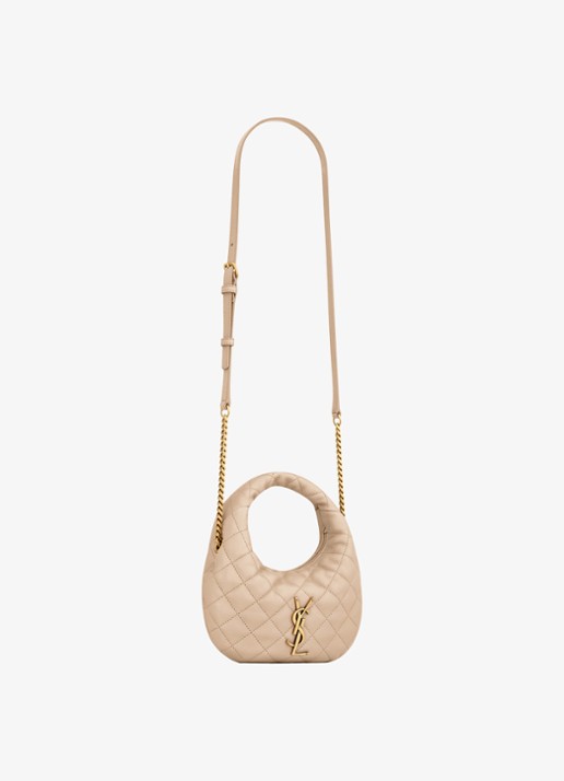 Saint Laurent Icarino Mini handtas van lamsleer - detail beige