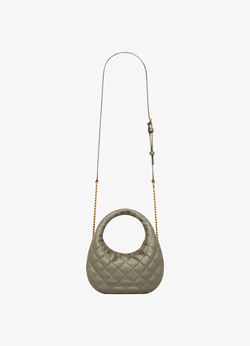 Saint Laurent Icarino Mini handtas van lamsleer - achterkant 5 olijfgroen