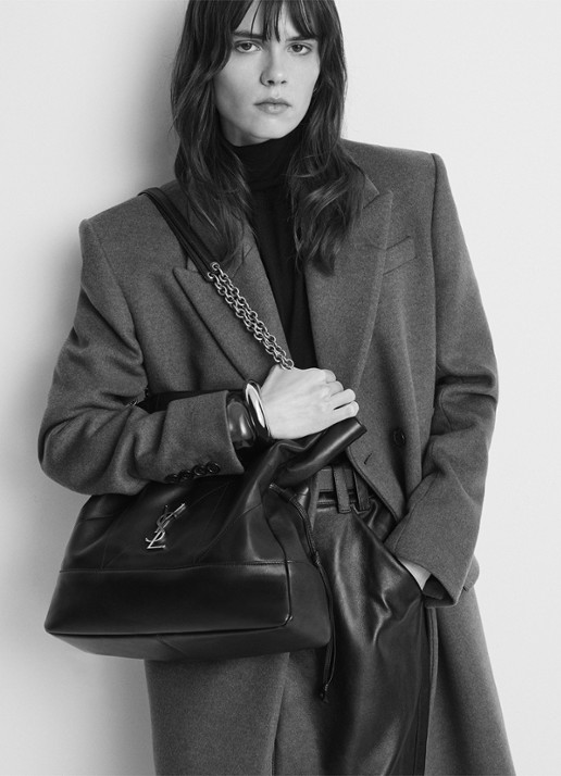 Saint Laurent Jamie shopper van lamsleer - detail 2 groen