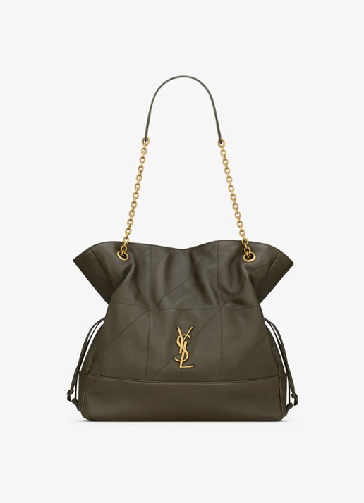 Saint Laurent Jamie shopper van lamsleer - voorkant groen
