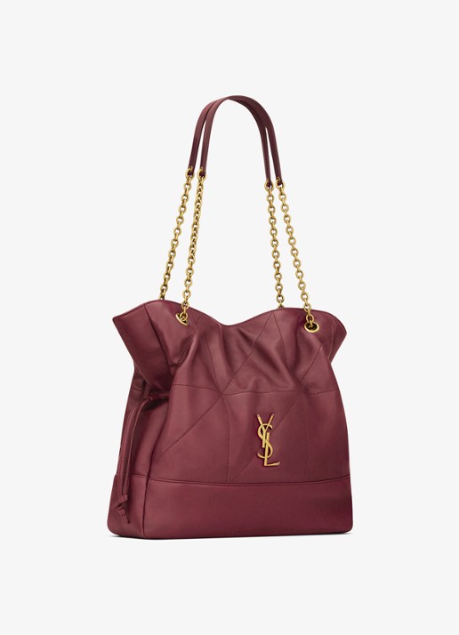 Saint Laurent Jamie shopper van lamsleer - detail 4 bordeauxrood