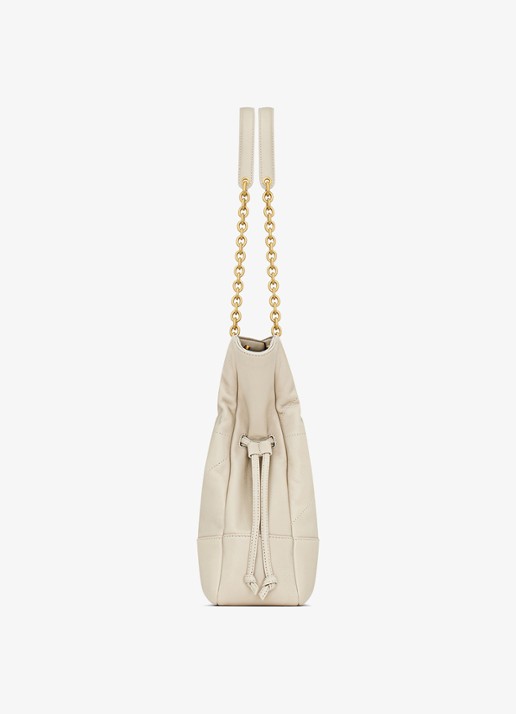Saint Laurent Jamie Small shopper van lamsleer - detail 5 gebroken wit