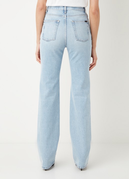 Saint Laurent Janice high waist straight leg jeans met lichte wassing - achterkant 3 indigo