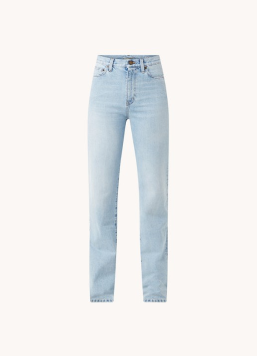 Saint Laurent Janice high waist straight leg jeans met lichte wassing - voorkant 4 indigo
