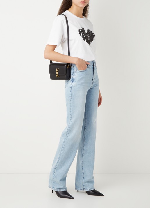 Saint Laurent Janice high waist straight leg jeans met lichte wassing - voorkant 5 indigo
