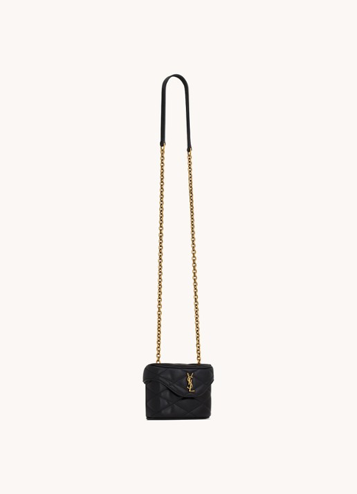Saint Laurent June Micro crossbodytas van quilted lamsleer - detail 4 zwart