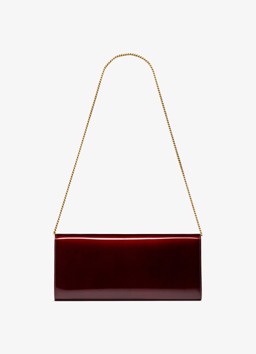 Saint Laurent Kate clutch van lakleer met afneembare schouderriem - achterkant 4 bordeauxrood