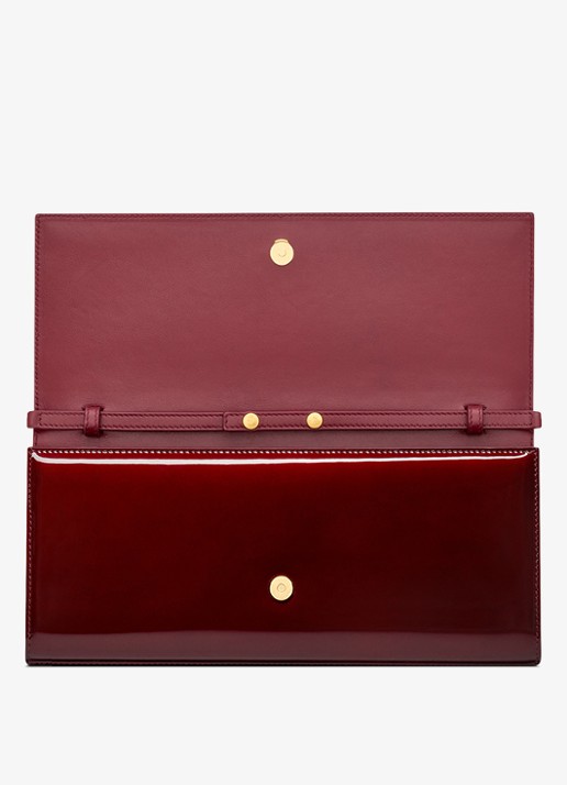 Saint Laurent Kate clutch van lakleer met afneembare schouderriem - detail 3 bordeauxrood