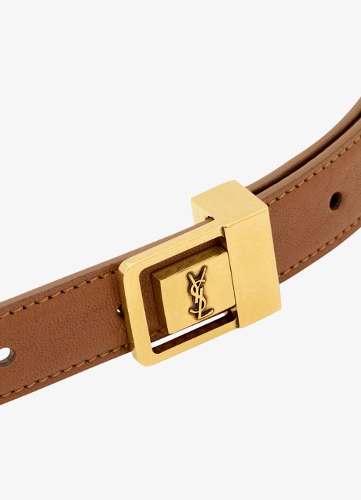 Saint Laurent La 66 riem van kalfsleer - detail 3 bruin