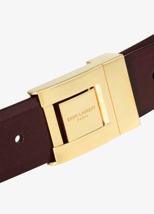 Saint Laurent La 76 riem van kalfsleer - detail 2 bordeauxrood