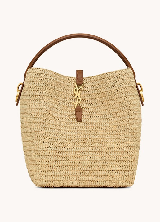 Saint Laurent Le 37 handtas van raffia - voorkant naturel