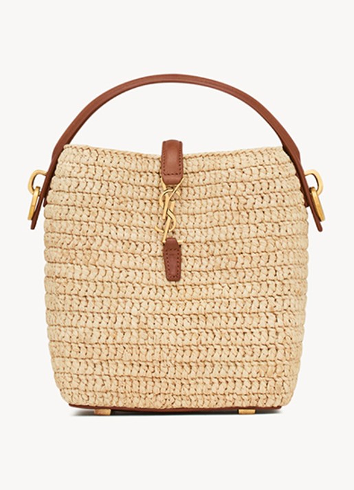 Saint Laurent Le 37 Mini handtas van raffia met kalfsleren details