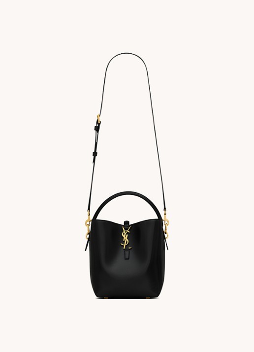 Saint Laurent Le 37 Small handtas van kalfsleer met afneembare schouderriem - detail zwart