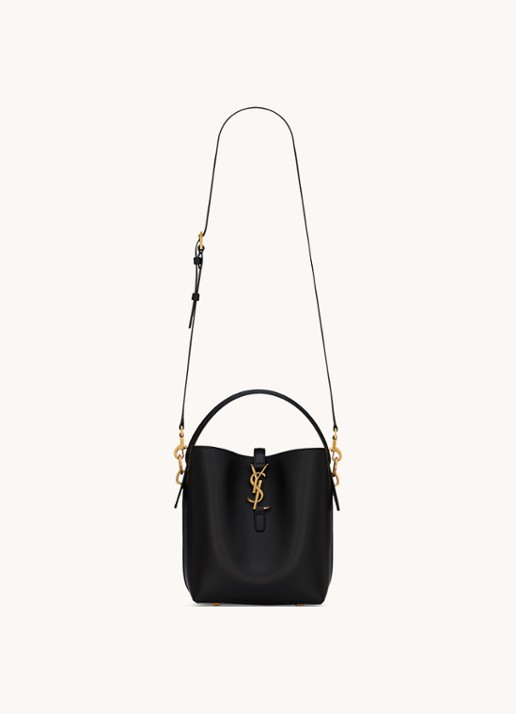 Saint Laurent Le 37 Small handtas van kalfsleer met afneembare schouderriem - voorkant 5 zwart