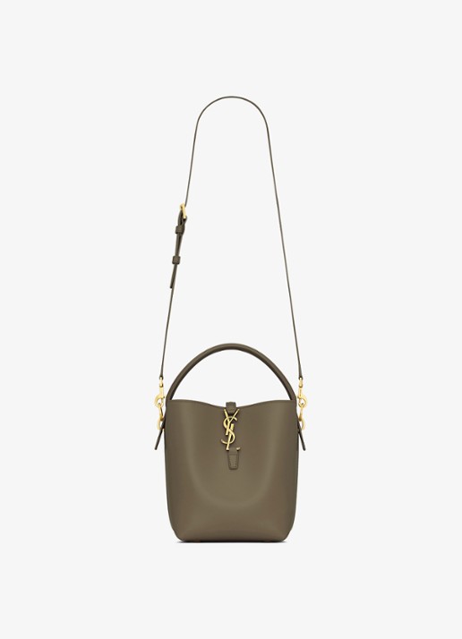 Saint Laurent Le 37 Small handtas van kalfsleer - detail bronsgroen