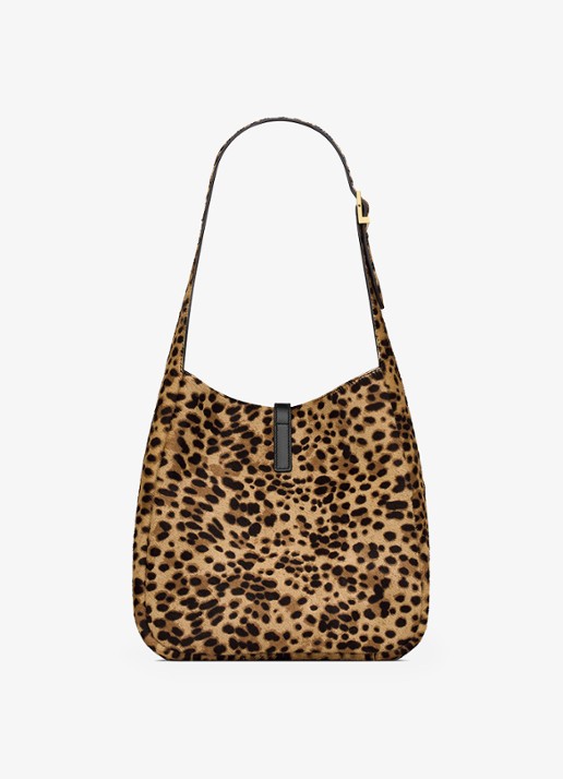 Saint Laurent Le 5 À 7 Supple Small shopper van kalfsleer met ponyhair - detail camel