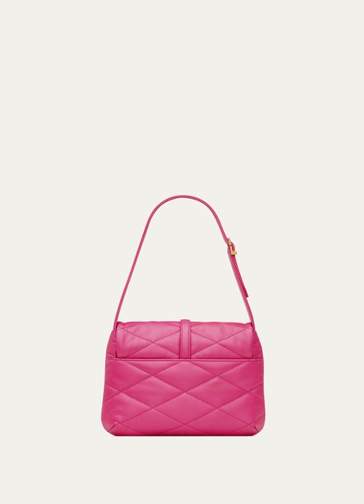 Saint Laurent Le 57 Hobo schoudertas in quilted lamsleer - achterkant 5 roze