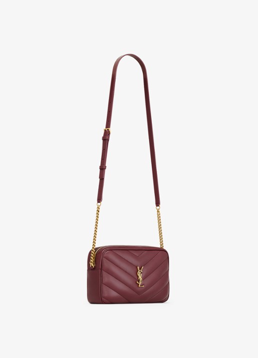 Saint Laurent Loulou crossbodytas van lamsleer - detail donkerrood