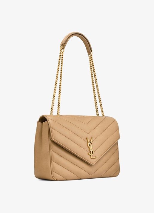 Saint Laurent Loulou Large schoudertas van lamsleer - detail 3 lichtbruin